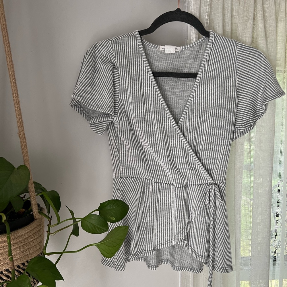 Striped Wrap Blouse